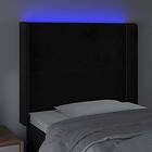 vidaXL Sänggavel LED svart 103x16x118/128 cm sammet