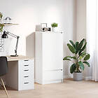 vidaXL Skåp med låda vit 55,5x34x119,5 cm konstruerat trä