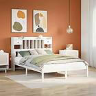 vidaXL Säng med bokhylla utan vit madrass 160x200cm massiv furu