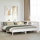 vidaXL Säng med bokhylla utan vit madrass 180x200cm massiv furu