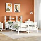 vidaXL Säng med bokhylla utan vit madrass 140x200cm massiv furu