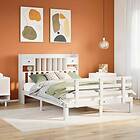 vidaXL Säng med bokhylla utan vit madrass 160x200cm massiv furu
