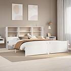 vidaXL Säng med bokhylla utan vit madrass 180x200cm massiv furu