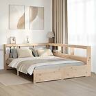 vidaXL Säng med bokhylla utan 150x200cm madrass massiv furu