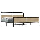 vidaXL Sängram utan madrass metall ek rökfärgad 183x213 cm