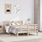 vidaXL Sängram med huvudgavel 120x200 massiv cm furu