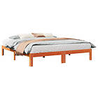 vidaXL Sängram utan madrass vaxbrun cm 160x200 massiv furu