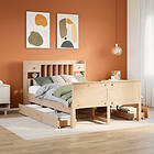 vidaXL Säng med bokhylla utan 140x200cm madrass massiv furu
