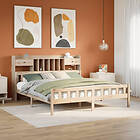 vidaXL Säng med bokhylla utan 180x200cm madrass massiv furu