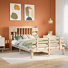 vidaXL Säng med bokhylla utan 160x200cm madrass massiv furu