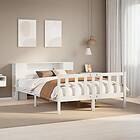 vidaXL Säng med bokhylla utan vit madrass 150x200cm massiv furu