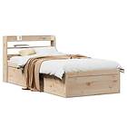 vidaXL Sängram med huvudgavel 90x200 massiv cm furu