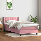 vidaXL Ramsäng med madrass rosa cm 80x220 sammet