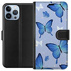 Plånboksfodral till Apple iPhone 13 Pro Max med Blå fjärillar motiv