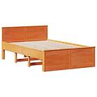 vidaXL Säng med bokhylla utan madrass vaxbrun 120x190 cm massiv furu