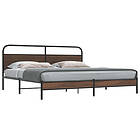 vidaXL Sängram utan madrass metall brun ek 180x200 cm