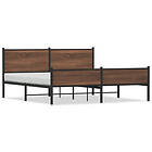 vidaXL Sängram utan madrass metall brun ek 180x200 cm