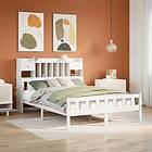 vidaXL Säng med bokhylla utan madrass vit 150x200 cm massiv furu