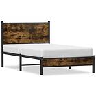 vidaXL Sängram utan madrass metall rökfärgad ek 107x203 cm