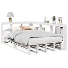 vidaXL Säng med bokhylla utan madrass vit 120x190 cm massiv furu