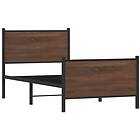 vidaXL Sängram utan madrass metall brun ek 90x190 cm