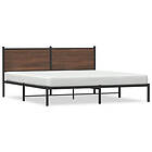 vidaXL Sängram utan madrass metall brun ek 183x213 cm