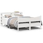 vidaXL Sängram med huvudgavel vit 140x190 cm massiv furu