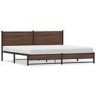 vidaXL Sängram utan madrass metall brun ek 200x200 cm