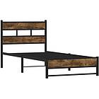 vidaXL Sängram utan madrass metall rökfärgad ek 100x190 cm