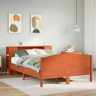 vidaXL Säng med bokhylla utan madrass vaxbrun 140x190cm massiv furu