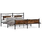 vidaXL Sängram utan madrass metall rökfärgad ek 160x200 cm