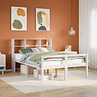 vidaXL Säng med bokhylla utan madrass vit 150x200 cm massiv furu