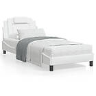 vidaXL Sängram med huvudgavel vit 90x200 cm konstläder
