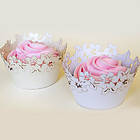 PME Cupcake Wraps Flowers White, 12 st