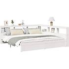 vidaXL Säng med bokhylla utan madrass vit 180x200cm massiv furu