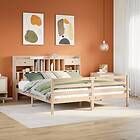 vidaXL Säng med bokhylla utan madrass 200x200cm massiv furu