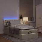 vidaXL Ottomansk säng med madrass och LED-lampor gräddvit 90x200 cm