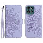 Skalo Motorola Edge 50 Neo 5G Embossed Flower Plånboksfodral i PU-Läder