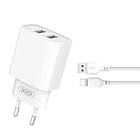 XO CE02C 2xUSB med Lightning Kabel 2,1A