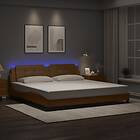 vidaXL Sängram med LED-belysning cappuccino 200x200 cm konstläder