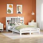 vidaXL Säng med bokhylla utan madrass vit 140x190cm massiv furu