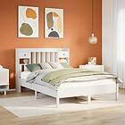 vidaXL Säng med bokhylla utan madrass vit 140x200cm massiv furu