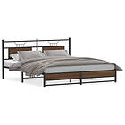 vidaXL Sängram utan madrass metall brun ek 183x213 cm