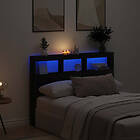vidaXL Skåp till huvudgavel med LED svart ek 140x17x102 cm