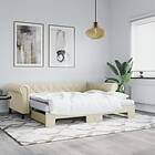 vidaXL Dagbädd utdragbar med madrasser gräddvit 90x200 cm konstläder