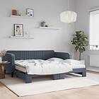 vidaXL Dagbädd utdragbar och madrasser mörkgrå 90x190 cm sammet