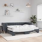 vidaXL Dagbädd utdragbar och madrasser mörkgrå 90x190 cm sammet