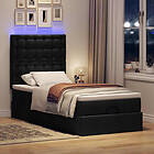 vidaXL Ottomansk säng med madrass och LED-lampor svart 80x200cm tyg