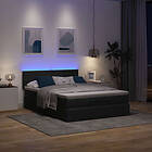 vidaXL Ottomansk säng med madrass och LED-lampor svart 140x200 cm tyg