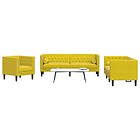 vidaXL Soffgrupp chesterfield 3 delar bolsterkuddar gul sammet